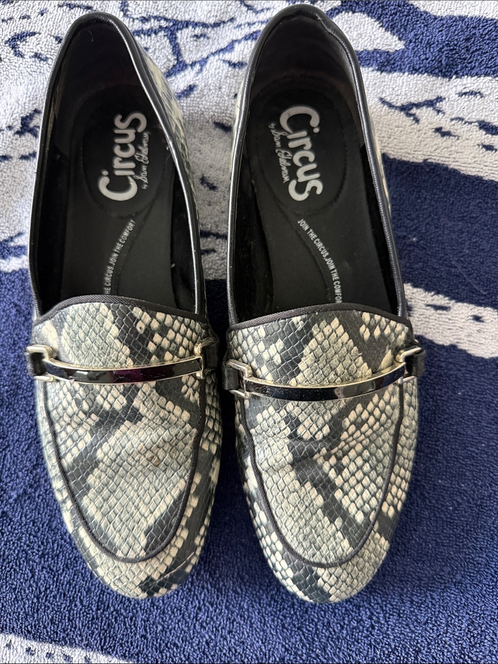 Circus by Sam Edelman Hendricks Snake-Print Loafers w/Metal Bit size 8 like new